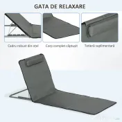 Outsunny Set 2 Saltele de Plaja Pliabile cu Spatar Reglabil 