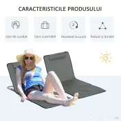 Outsunny Set 2 Saltele de Plaja Pliabile cu Spatar Reglabil 