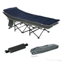 Pat pliabil de camping Outsunny, cu saltea, perna si husa de transport, 188x64.5x53cm, albastru | Aosom Romania