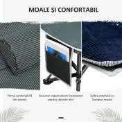 Pat pliabil de camping Outsunny, cu saltea, perna si husa de transport, 188x64.5x53cm, albastru | Aosom Romania