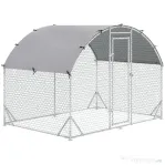 PawHut Coteț pentru Găini de Exterior, 2.8x2x2m Recinte din Oțel Zincat cu Acoperiș Impermeabil Anti-UV și Încuietoare, Cușcă pentru 4-6 Păsări, Iepuri și Rațe