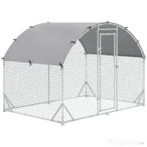 PawHut Țarc pentru Găini de Exterior, 2.8x2x2m Țarc din Oțel Zincat cu Acoperiș Impermeabil Anti-UV și Sistem de Blocare, pentru 4-6 Găini, Animale Mici, Iepuri și Rațe | Aosom Romania