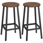 HOMCOM Set 2 scaune de bar, de bucatarie cu suport pentru picioare, maro rustic