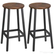 HOMCOM Set 2 scaune de bar, de bucatarie cu suport pentru picioare, maro rustic 