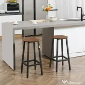 HOMCOM Set 2 scaune de bar, de bucatarie cu suport pentru picioare, maro rustic 