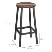 HOMCOM Set 2 scaune de bar, de bucatarie cu suport pentru picioare, maro rustic 