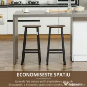 HOMCOM Set 2 scaune de bar, de bucatarie cu suport pentru picioare, maro rustic 