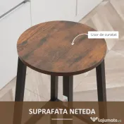 HOMCOM Set 2 scaune de bar, de bucatarie cu suport pentru picioare, maro rustic 