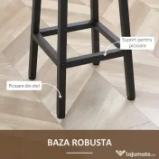HOMCOM Set 2 scaune de bar, de bucatarie cu suport pentru picioare, maro rustic 
