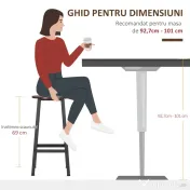 HOMCOM Set 2 scaune de bar, de bucatarie cu suport pentru picioare, maro rustic 