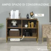 Dulapuri Bucătărie Dulap Cu Uși Anti-Rasturnare, Picioare Otel Auriu, Capacitate Mare, Pentru Bucătărie, Living, Sufragerie | Aosom Romania 