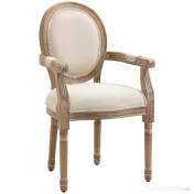 HOMCOM Scaun de sufragerie, stil clasic, tapițat, cu husă din material textil, 56x56x96cm, alb crem 