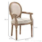HOMCOM Scaun de sufragerie, stil clasic, tapițat, cu husă din material textil, 56x56x96cm, alb crem 