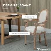 HOMCOM Scaun de sufragerie, stil clasic, tapițat, cu husă din material textil, 56x56x96cm, alb crem 