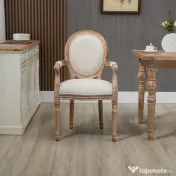 HOMCOM Scaun de sufragerie, stil clasic, tapițat, cu husă din material textil, 56x56x96cm, alb crem 