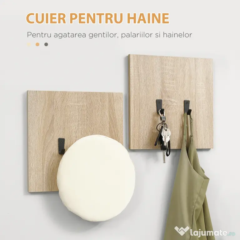 HOMCOM Organizator pentru Hol cu Bancă pentru Pantofi și Cuier, Design Modern cu Suport pentru Haine și Raft, Gri și Natural | Aosom Romania