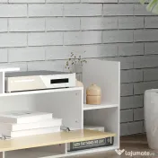 HOMCOM Dulap TV cu Raft de Perete, Rafturi Deschise și Dulăpior din Lemn, Mobilier TV Modern, 153,6x25x42 cm, Alb | Aosom Romania