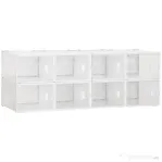 HOMCOM Mobilier pentru organizarea incaltamintei cu gauri de ventilare, 8 cuburi, 28x36x21cm din Plastic PP, Alb si transparent
