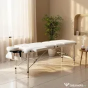 Homcom Masa Masaj Profesionala – Aluminiu Pliabila 215×60 cm Alb 