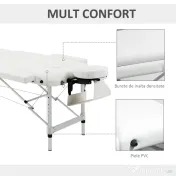 Homcom Masa Masaj Profesionala – Aluminiu Pliabila 215×60 cm Alb 