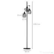 HOMCOM Lampadar Industrial cu 3 Abajururi și Intensitate Regulabilă, 30x30x170.5 cm, Negru | Aosom Romania 