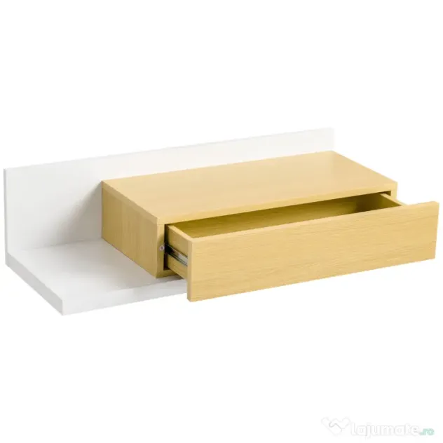 HOMCOM Set Mobilier pentru Hol cu Oglindă și Sertar, Design Modern din Lemn, Oglindă de Perete 40x70cm, Alb și Lemn Natural | Aosom Romania