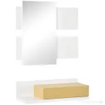 HOMCOM Set mobilier pentru hol cu ​​oglinda si sertar, mobilier modern din lemn cu oglinda 40x70cm, fixare pe perete