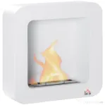 HOMCOM Semineu cu bioetanol montat pe perete , din metal, ardere de 2,5 ore, cu rezervor de 1 l si capac de 20 m², 48x18x48cm, alb