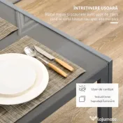 Homcom Set Pranz 5 piese: Masa si 4 Scaune Gri pentru Bucatarie 