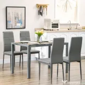 Homcom Set Pranz 5 piese: Masa si 4 Scaune Gri pentru Bucatarie 