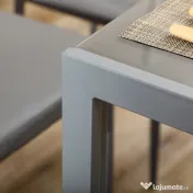 Homcom Set Pranz 5 piese: Masa si 4 Scaune Gri pentru Bucatarie 