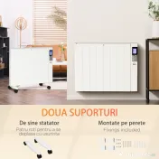 HOMCOM Incalzitor cu conventie, incalzire silentioasa, portabil sau montat pe perete cu detectarea deschiderii ferestrei, temporizator, telecomanda, oprire de siguranta
