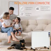 HOMCOM Incalzitor cu conventie, incalzire silentioasa, portabil sau montat pe perete cu detectarea deschiderii ferestrei, temporizator, telecomanda, oprire de siguranta