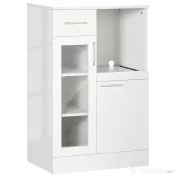 HOMCOM Bufet modern cu dulapuri si sertar, dulap de bucatarie cu economie de spatiu din lemn si sticla 60x40x95cm, alb 