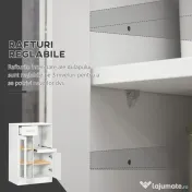 HOMCOM Bufet modern cu dulapuri si sertar, dulap de bucatarie cu economie de spatiu din lemn si sticla 60x40x95cm, alb 