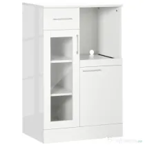 HOMCOM Dulapior cu Sertare și Dulap din Lemn și Sticlă Design Modern pentru Bucătărie sau Living 60x40x95cm Alb | Aosom Romania