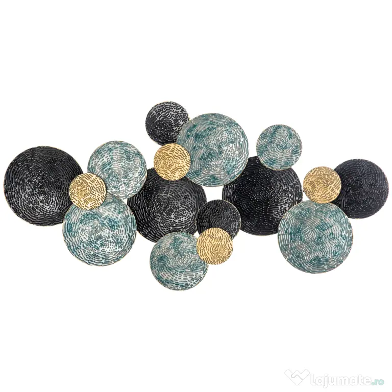 HOMCOM Decoratiune de perete 3D modern cerc agatat sculpturi de perete decor pentru sufragerie dormitor sufragerie, albastru negru auriu
