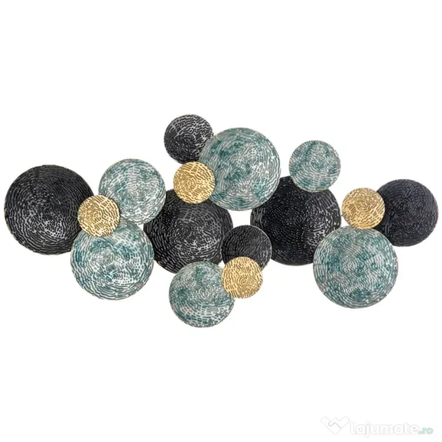 HOMCOM Decoratiune de perete 3D modern cerc agatat sculpturi de perete decor pentru sufragerie dormitor sufragerie, albastru negru auriu