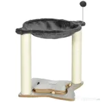 PawHut Ansamblu de pisici , turn pentru pisici cu 2 straturi pentru pisici de interior cu stalp de zgariat din sisal, pat pentru pisoi de plus, bila, 53,55x53,5x66 cm