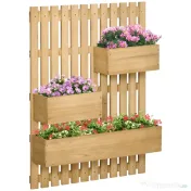 Jardiniera Lemn Exterior – Verticala cu 3 Ghivece Detasabile