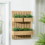 Jardiniera Lemn Exterior – Verticala cu 3 Ghivece Detasabile