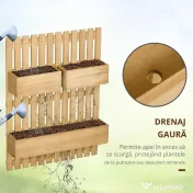 Jardiniera Lemn Exterior – Verticala cu 3 Ghivece Detasabile