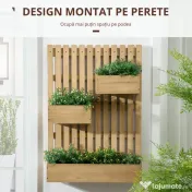 Jardiniera Lemn Exterior – Verticala cu 3 Ghivece Detasabile