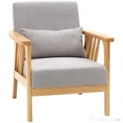 HOMCOM Fotoliu modern cu husa din catifea si structura din lemn, fotoliu pentru dormitor si sufragerie cu perna suplimentara, 68x75x78cm, gri 