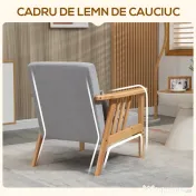 HOMCOM Fotoliu modern cu husa din catifea si structura din lemn, fotoliu pentru dormitor si sufragerie cu perna suplimentara, 68x75x78cm, gri 