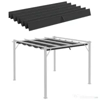 Outsunny Copertina retractabila pentru pergola, Copertina de rezerva din material textil pentru pergola de 3 x 3 (m), gri inchis | AOSOM RO 