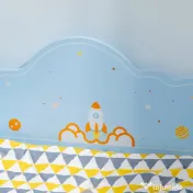 ZONEKIZ Pat pentru Copii cu Decor Spațial, Pătuț pentru Copii cu Vârsta 3-6 Ani, 143x74x59 cm, Albastru Deschis | Aosom Romania