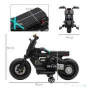 HOMCOM Motocicleta electrica cu roti de antrenament, jucarie in aer liber pentru 3-5 ani - negru 