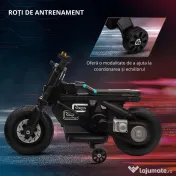 HOMCOM Motocicleta electrica cu roti de antrenament, jucarie in aer liber pentru 3-5 ani - negru 