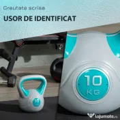 SportNow Kettlebell 10kg – PU cu Nisip, Baza Stabila & Maner Ergonomic 